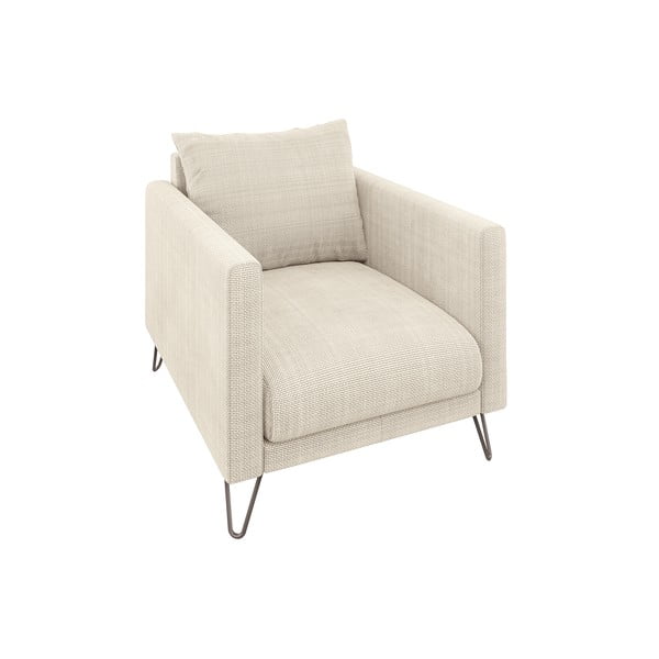 Fotoliu crem cu tapițerie din chenille Freya – Ropez