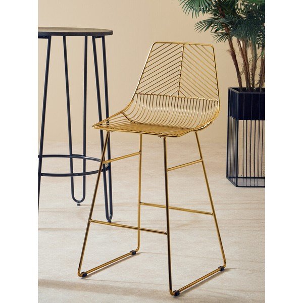 Scaun de bar auriu din metal District – Premier Housewares-image-1