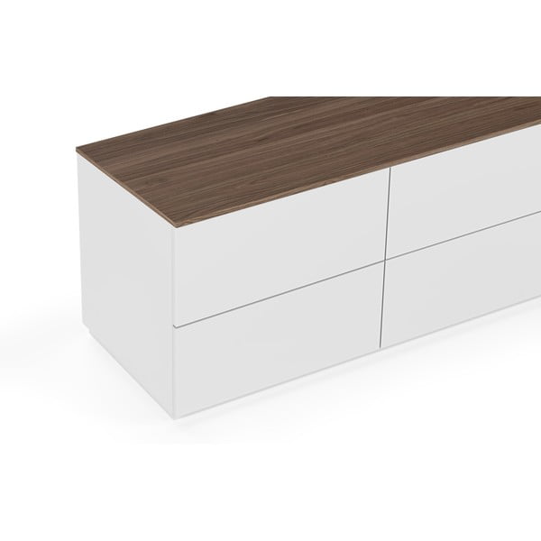 Comodă albă cu sertare și blat cu aspect de lemn de nuc TemaHome Join, 120x54 cm-image-1