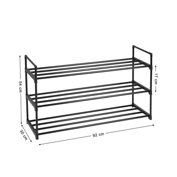Suport metalic pentru 12 perechi de pantofi Songmics, lățime 92 cm, negru-image-2