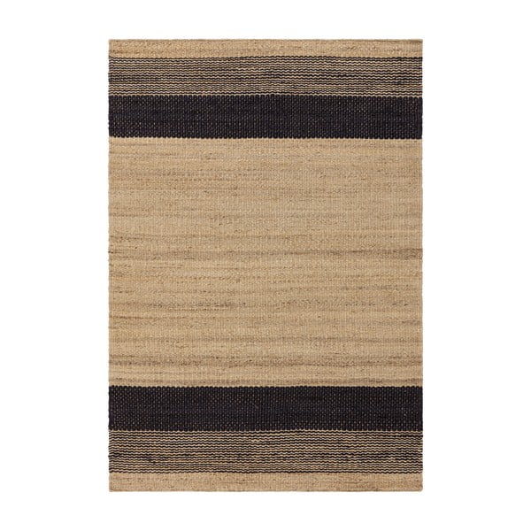 Covor negru/bej reversibil/țesut manual din iută 160x230 cm Cedar – Asiatic Carpets