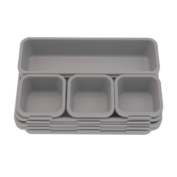 Organizatoare de sertare din plastic gri în set de 8 - Addis-image-2