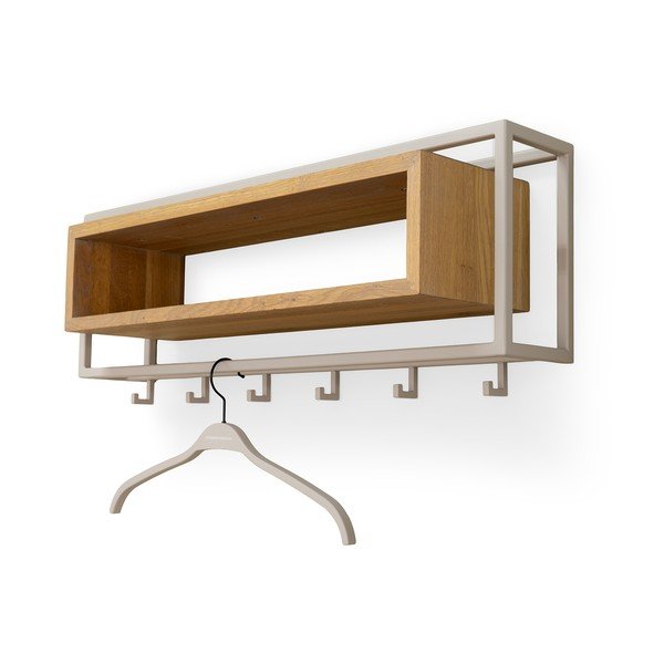 Cuier de perete în culoare naturală/taupe cu raft din lemn de stejar 78 cm School – Spinder Design