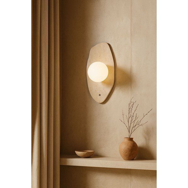 Aplică de perete bej din piatră ø 10 cm Hilde – Opviq lights-image-1