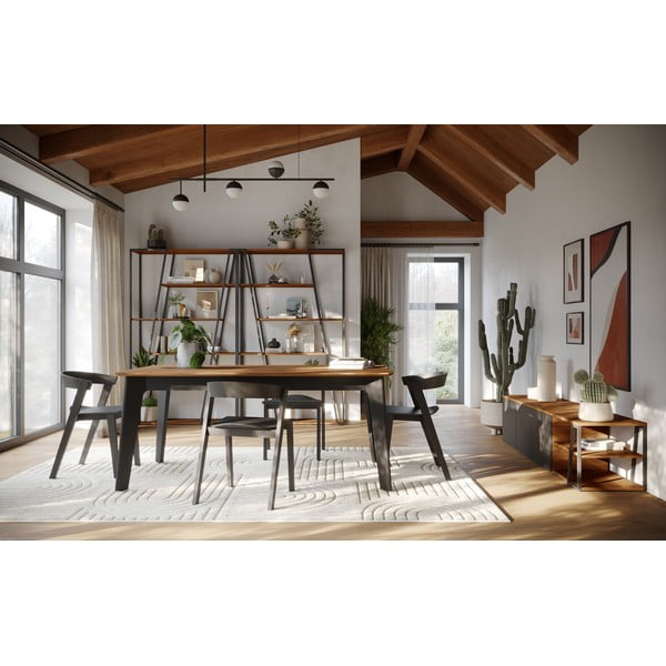 Masă de dining în culoare naturală extensibilă cu blat cu aspect de lemn de nuc 100x180 cm Shadow – TemaHome-image-1