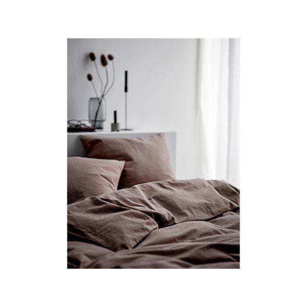 Lenjerie de pat din bumbac organic Södahl Wave, 140 x 220 cm, maro-image-1