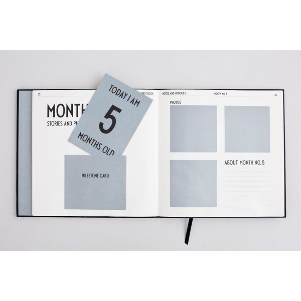 Carte de amintiri pentru copii Design Letters Baby's First Book, negru-image-1