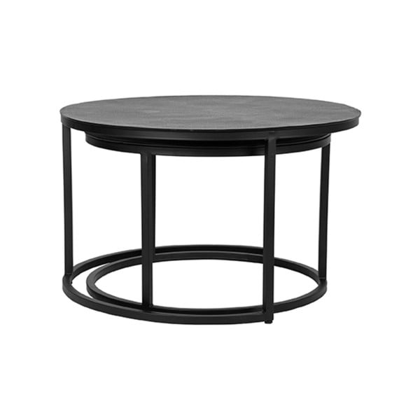 Măsuțe de cafea negre 2 buc. rotunde din metal ø 75 cm Grand – LABEL51-image-1