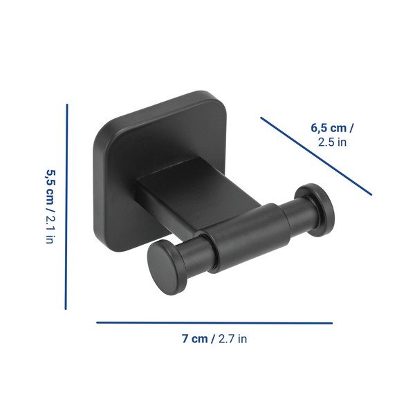 Cârlig negru mat autoadeziv din oțel inoxidabil Porto – Wenko-image-1
