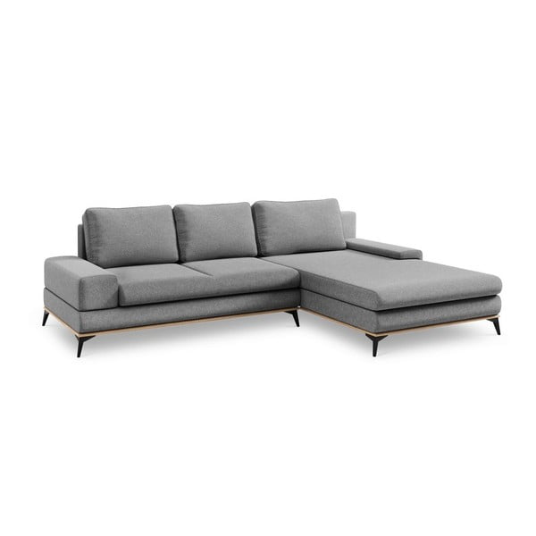 Colțar extensibil cu șezlong pe partea dreaptă Windsor & Co Sofas Planet, gri-image-2