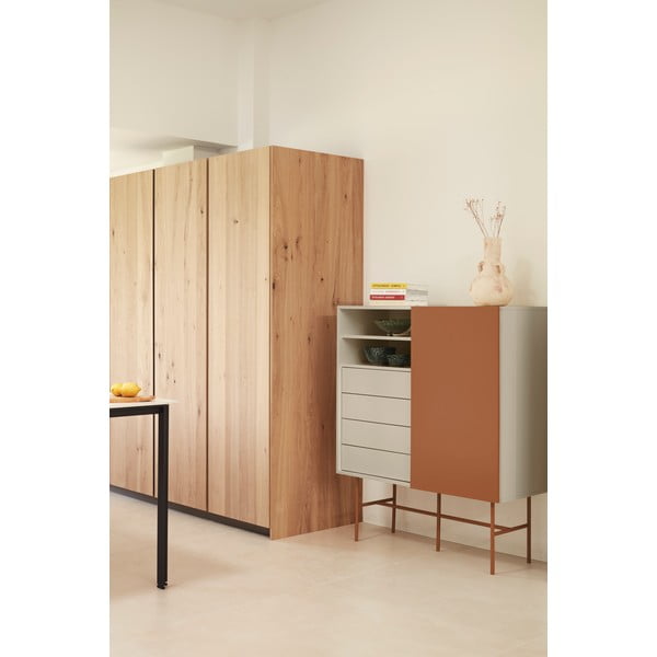 Comodă cărămizie-bej înaltă cu ușă glisantă 120x140 cm Nube – Teulat-image-1