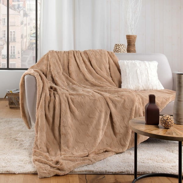 Pătură maro deschis din micropluș/cocolino 180x220 cm Foxy – douceur d'intérieur-image-3