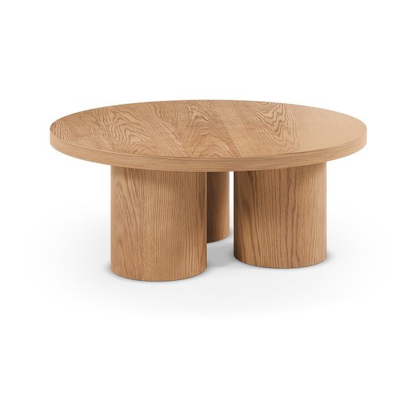 Măsuță de cafea în culoare naturală rotundă cu aspect de lemn de stejar ø 100 cm Arancha – MOME-image-2