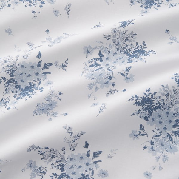 Lenjerie de pat albă-albastră pentru pat dublu 200x200 cm Lucie Floral Frill – Catherine Lansfield-image-4