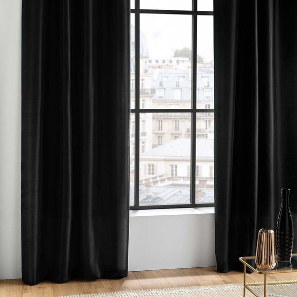 Draperie neagră din microsatin 140x240 cm Shana – douceur d'intérieur-image-1
