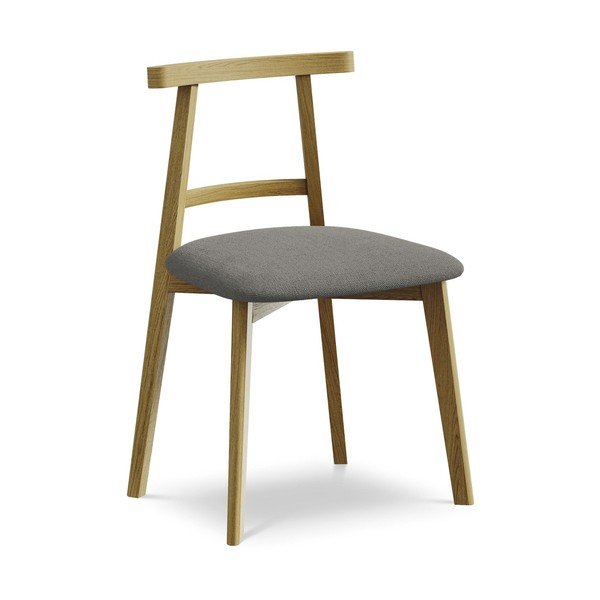 Scaun de dining gri din lemn masiv Ohelo – Makamii