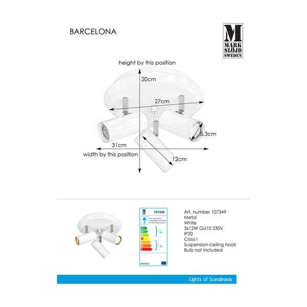 Aplică Markslöjd Barcelona Tres, alb-image-2