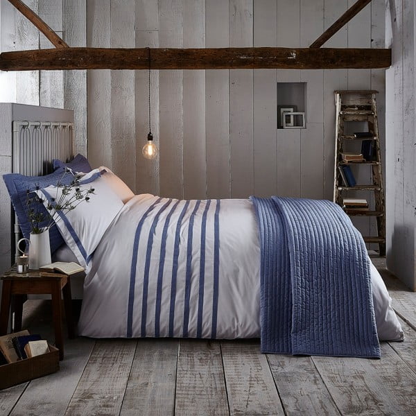 Lenjerie de pat  Bianca Chambray, 200 x 200 cm, albastru-albă