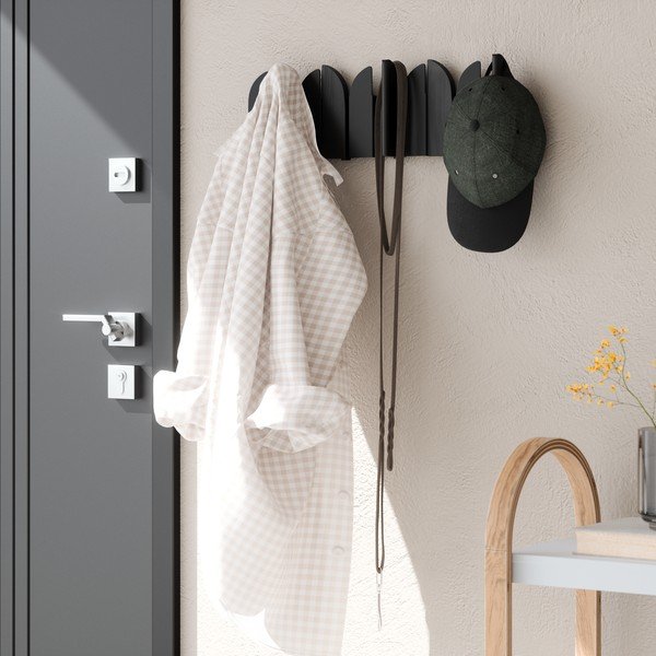 Cuier de perete negru mat din oțel 43 cm Saloon – Umbra-image-3