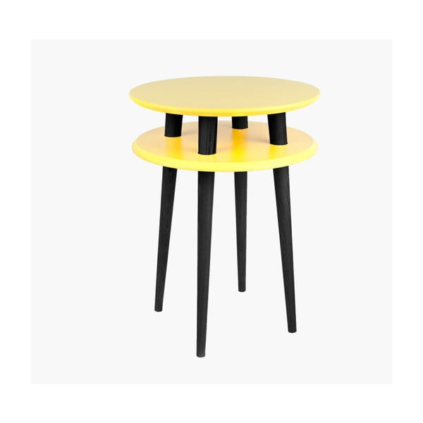 Măsuță cu picioare negre Ragaba UFO, Ø 45 cm, galben