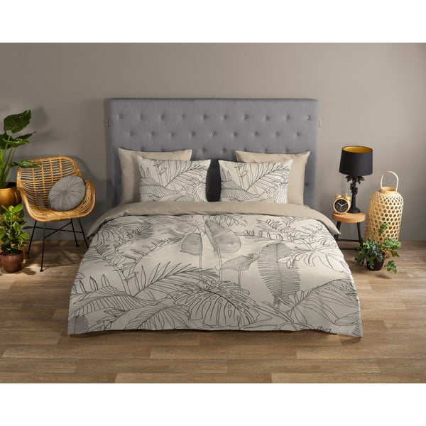 Lenjerie de pat bej din bumbac pentru pat de o persoană, extinsă 140x220 cm Sym – Good Morning-image-1