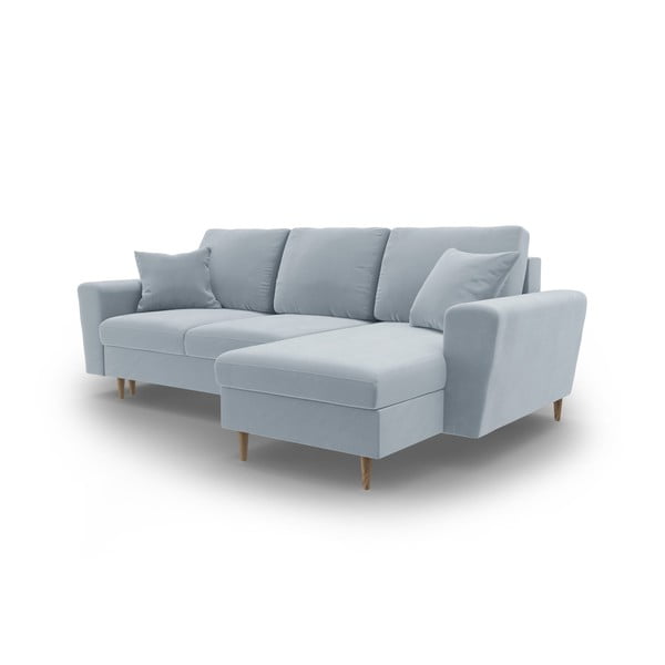 Colțar albastru deschis extensibil, cu spațiu de depozitare cu tapițerie din catifea Kyoto – Cosmopolitan Design-image-4