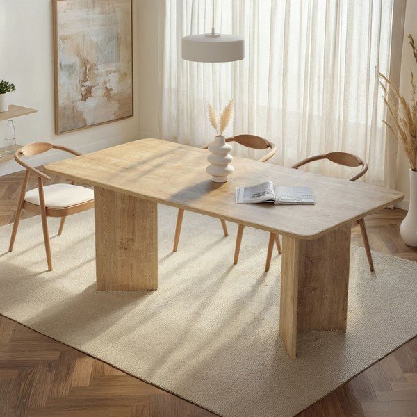 Masă de dining cu aspect de lemn de stejar 90x180 cm Linza – Kalune Design-image-2