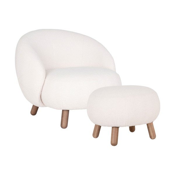 Fotoliu cu taburet crem Savona – House Nordic