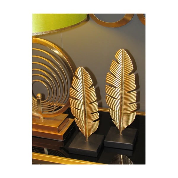 Sfeșnic decorativ Mauro Ferretti Feather, înălțime 34 cm, auriu-image-1