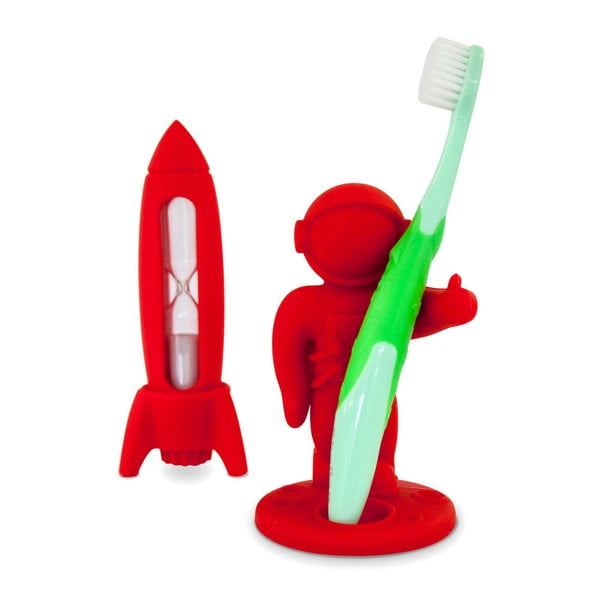 Set copii pentru curățarea dinților J-Me Rocket & Apollo, roșu