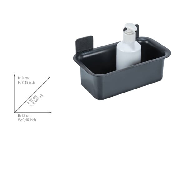 Raft pentru baie negru autoadeziv din plastic Parma – Allstar-image-4