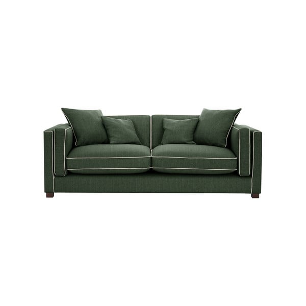 Canapea 3 locuri Rodier Organdi, verde cu tiv crem