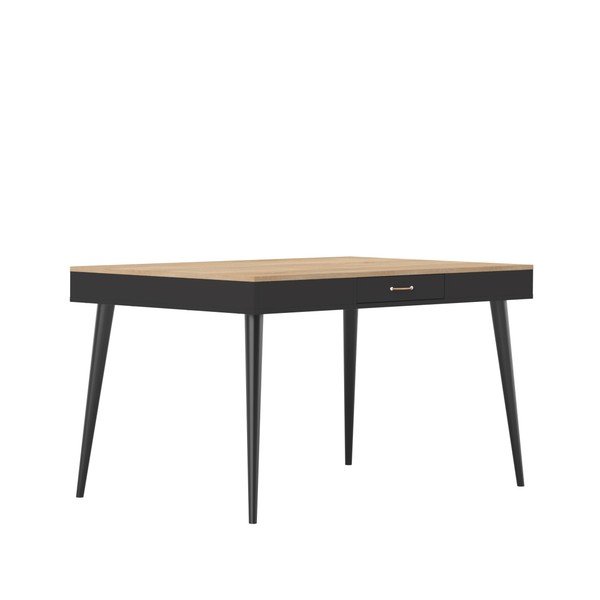Măsuţă pentru cafea cu detalii din lemn de stejar TemaHome Horizon, negru-image-4