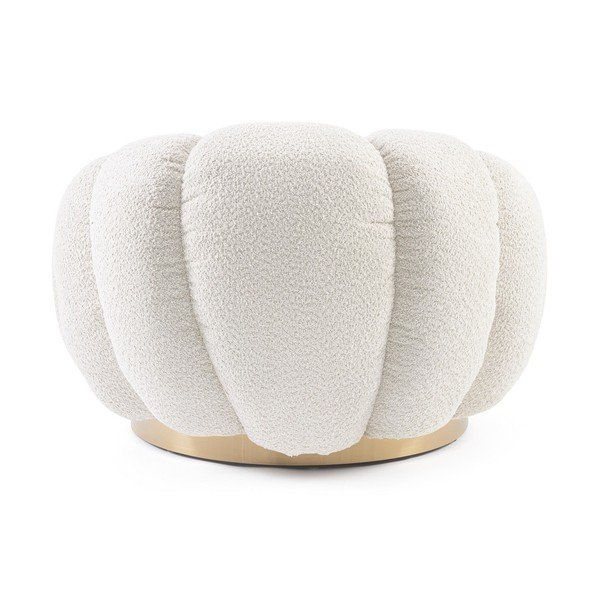 Fotoliu crem pivotant cu tapițerie din țesătură bouclé Florel – Bizzotto-image-4