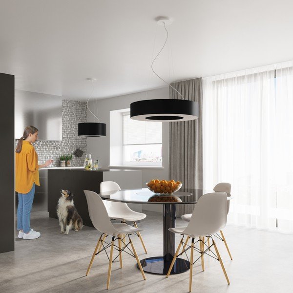 Lustră neagră cu abajur textil ø 50 cm Galata – Sollux-image-4