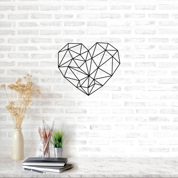 Decorațiune metalică de perete Heart, 47 x 65 cm, negru