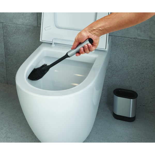 Perie de WC gri închis din oțel inoxidabil Cleany – Metaltex-image-4
