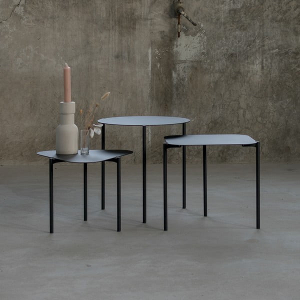 Măsuțe auxiliare 3 buc. rotunde din metal 46.5x46.5 cm Do-Re-Mi – Spinder Design-image-1