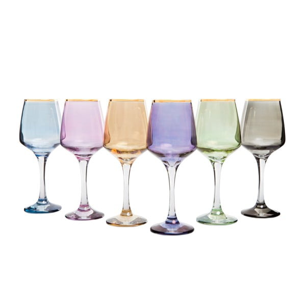 Set 6 pahare colorate pentru vin Mezzo Rainbow, 330 ml