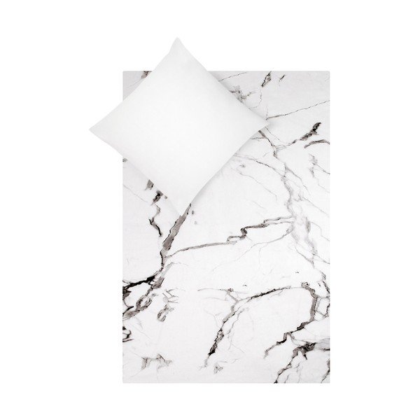 Lenjerie de pat din bumbac percale Westwing Collection Malin, 135 x 200 cm, alb-gri-image-2