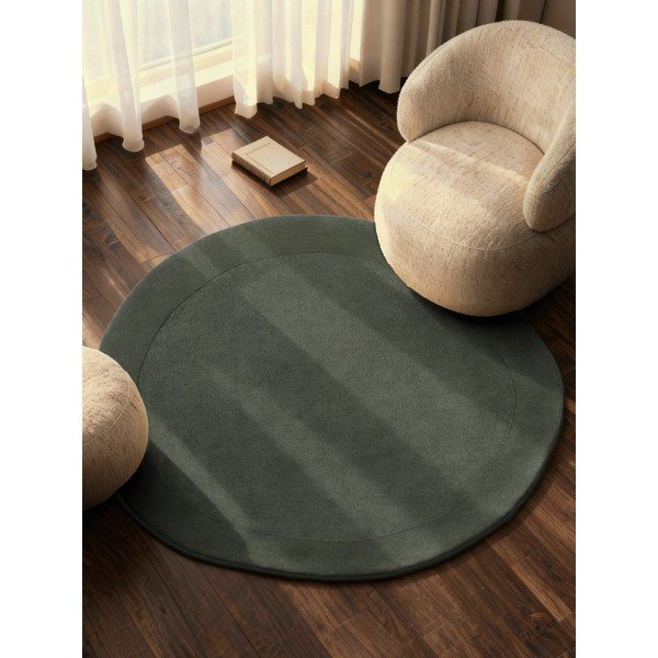 Covor verde închis țesut manual rotund din amestesc de lână ø 160 cm Kari Organic – Villeroy&Boch-image-1