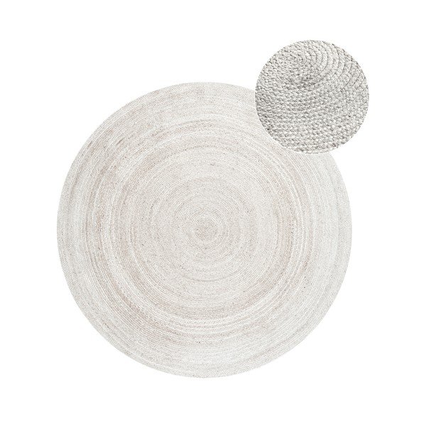 Covor alb reversibil/țesut manual rotund din iută ø 140 cm Braided – Hanse Home