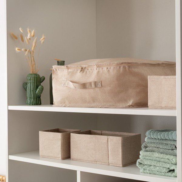 Cutii de depozitare bej 2 buc. din material textil 14x12x12 cm Sandy – Compactor-image-2