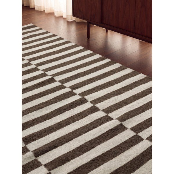 Covor alb/maro reversibil/țesut manual din lână 200x300 cm Vika – Hanse Home-image-2
