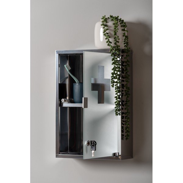 Dulap de baie argintiu suspendat din metal 12x48 cm    – PT LIVING-image-1