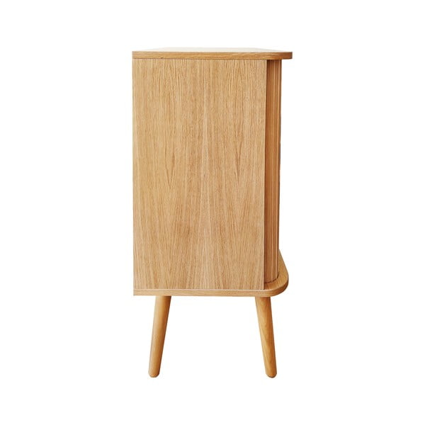 Comodă în culoare naturală înaltă cu aspect de lemn de stejar cu ușă glisantă 83x95 cm Rove – Woodman-image-4