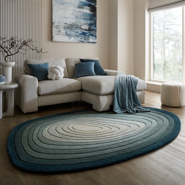 Covor albastru din lână 160x230 cm Puddle Ombre Wool – Flair Rugs-image-1