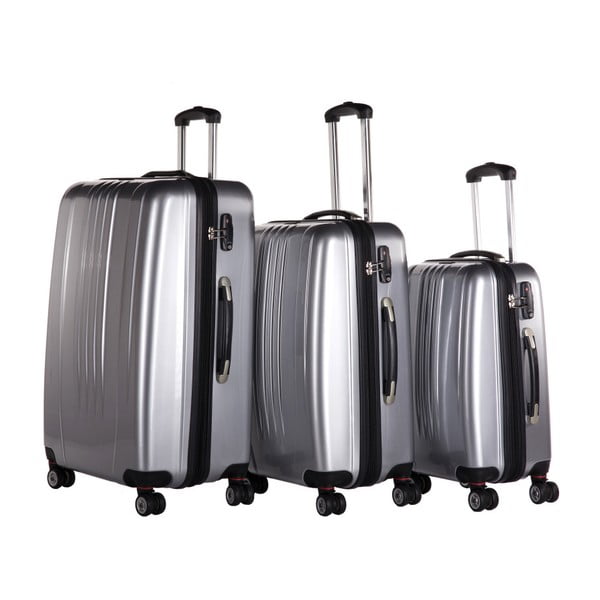 Set 3 trolere Packenger Premium Koffer, argintiu