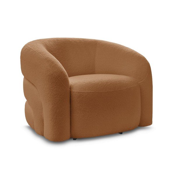 Fotoliu portocaliu pivotant cu tapițerie din țesătură bouclé Elina – Bobochic Paris