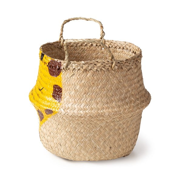 Coș de jucării pentru copii galben/în culoare naturală din iarbă-de-mare ø 30x28 cm Giraffe – Compactor-image-4